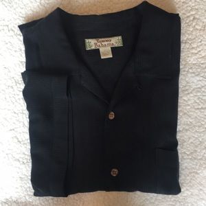 Tommy Bahama black silk shirt sleeve shirt Large